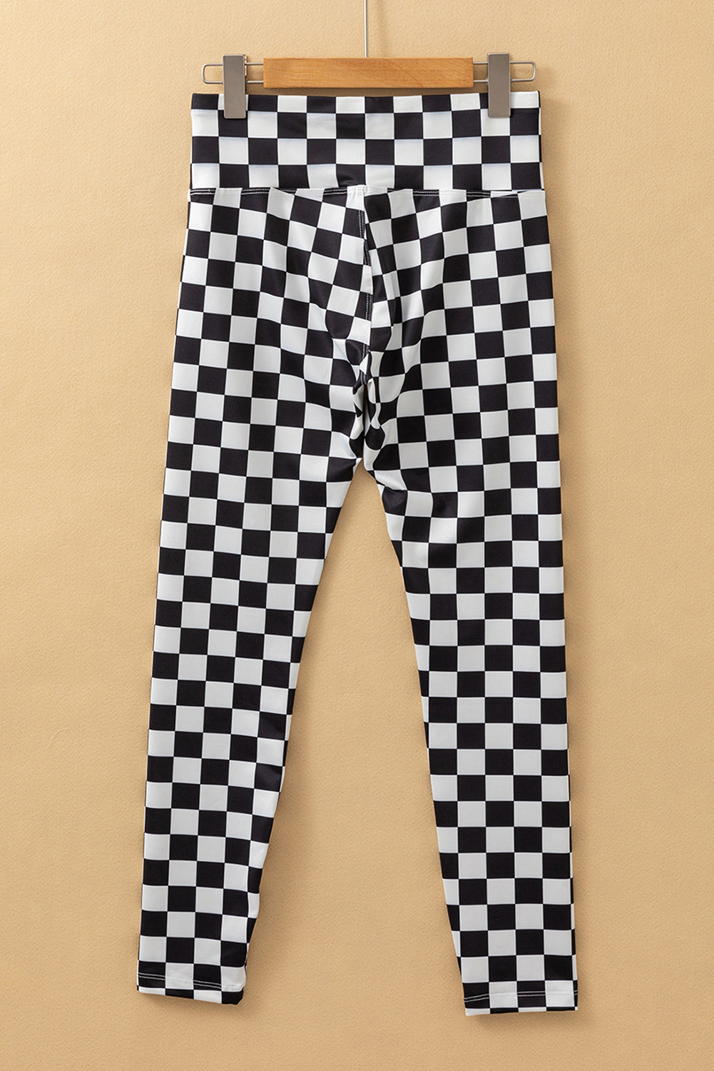 Checkered Pattern High Waist Skinny Leggings | Black