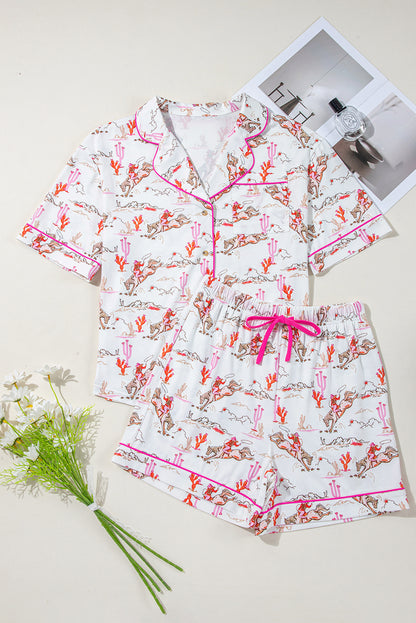 Cowgirl Country Print Pajamas Set | White