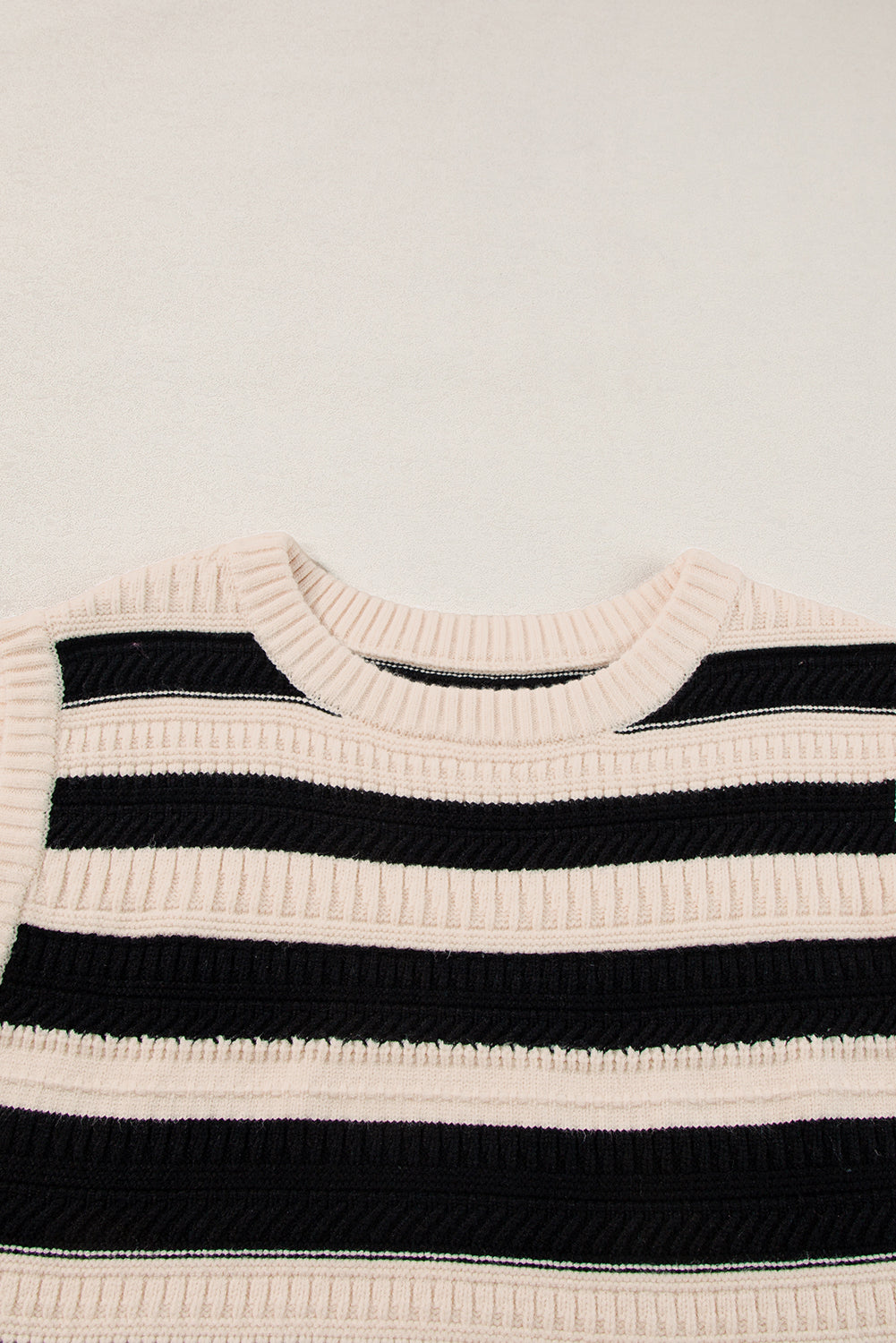 Ribbed Trim Knitted Sweater Vest | Black Stripe