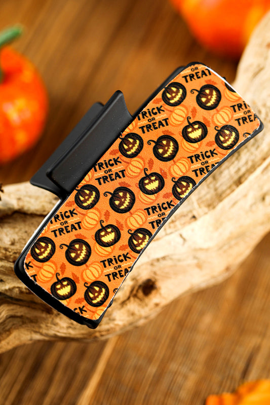 Orange Trick or Treat Halloween Print Hair Clip