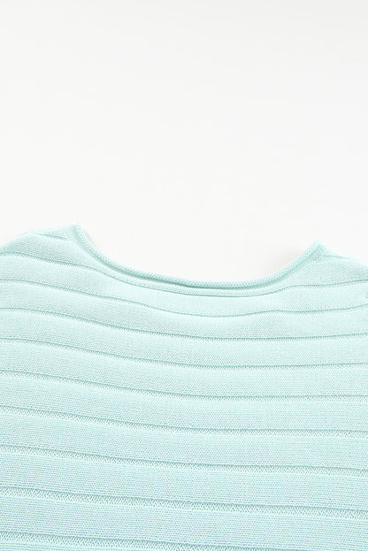 Exposed Seam Ribbed Knit Dolman Top | Green