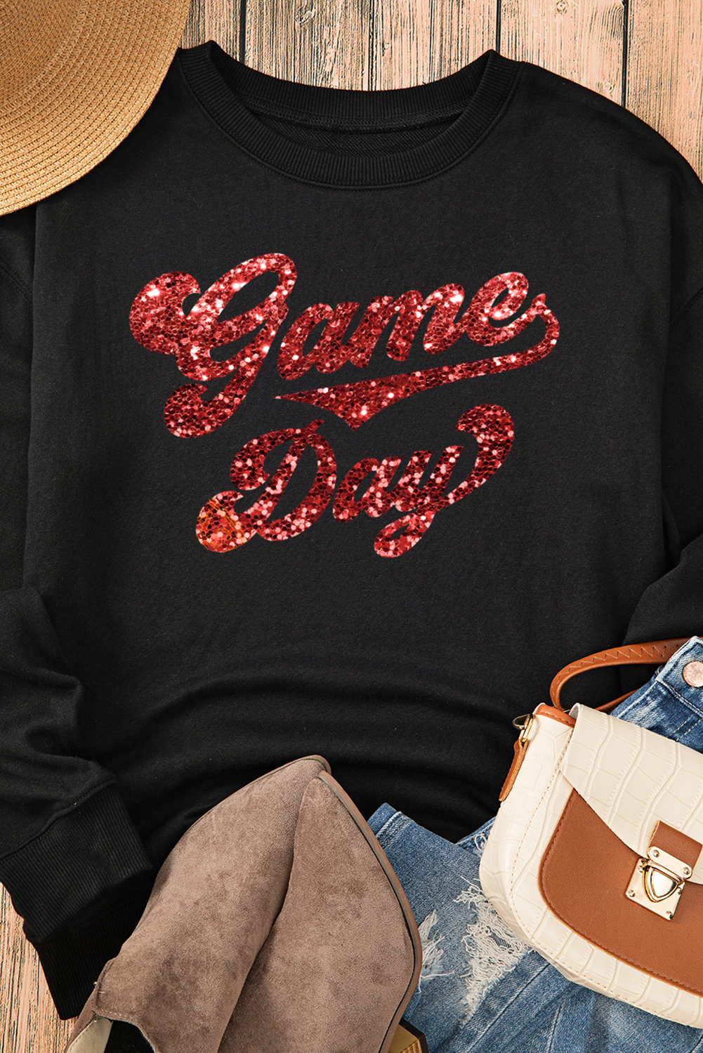 Game Day Graphic Pullover Sweatshirt | Black