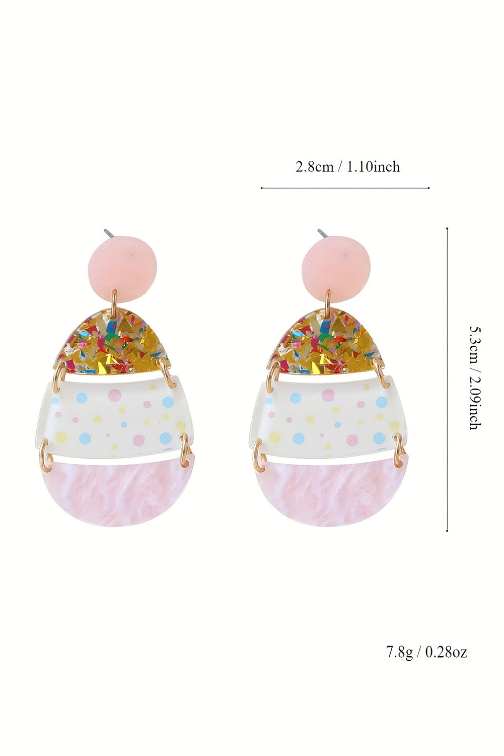 Cute Printed Easter Egg Shape Drop Earrings | Pink