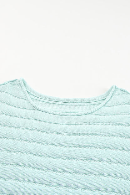 Exposed Seam Ribbed Knit Dolman Top | Green