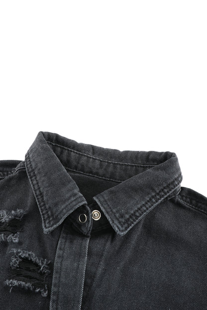 Ripped Denim Jacket | Black