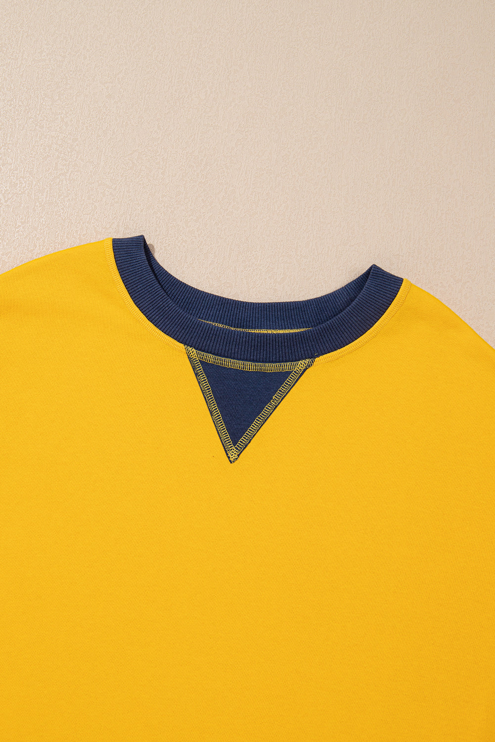 Colour Block Thumbhole Sleeve Drop Shoulder Sweatshirt | Yellow