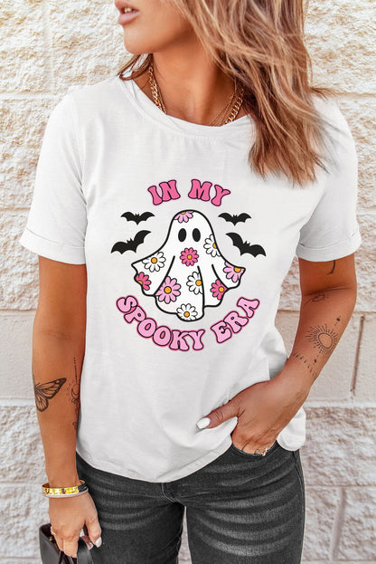 In My Spooky Era Halloween Ghost Graphic Tee | White