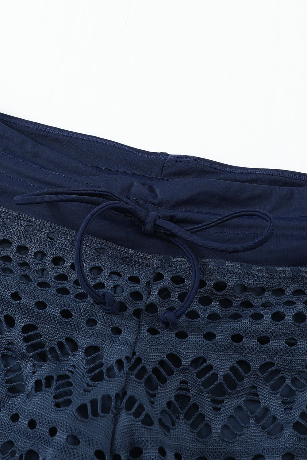 Lace Shorts Attached Swim Bottom | Blue