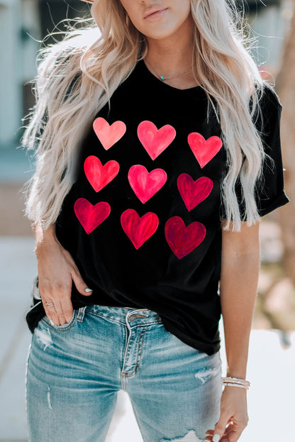 Valentine'S Day Heart Graphic Tee | Black