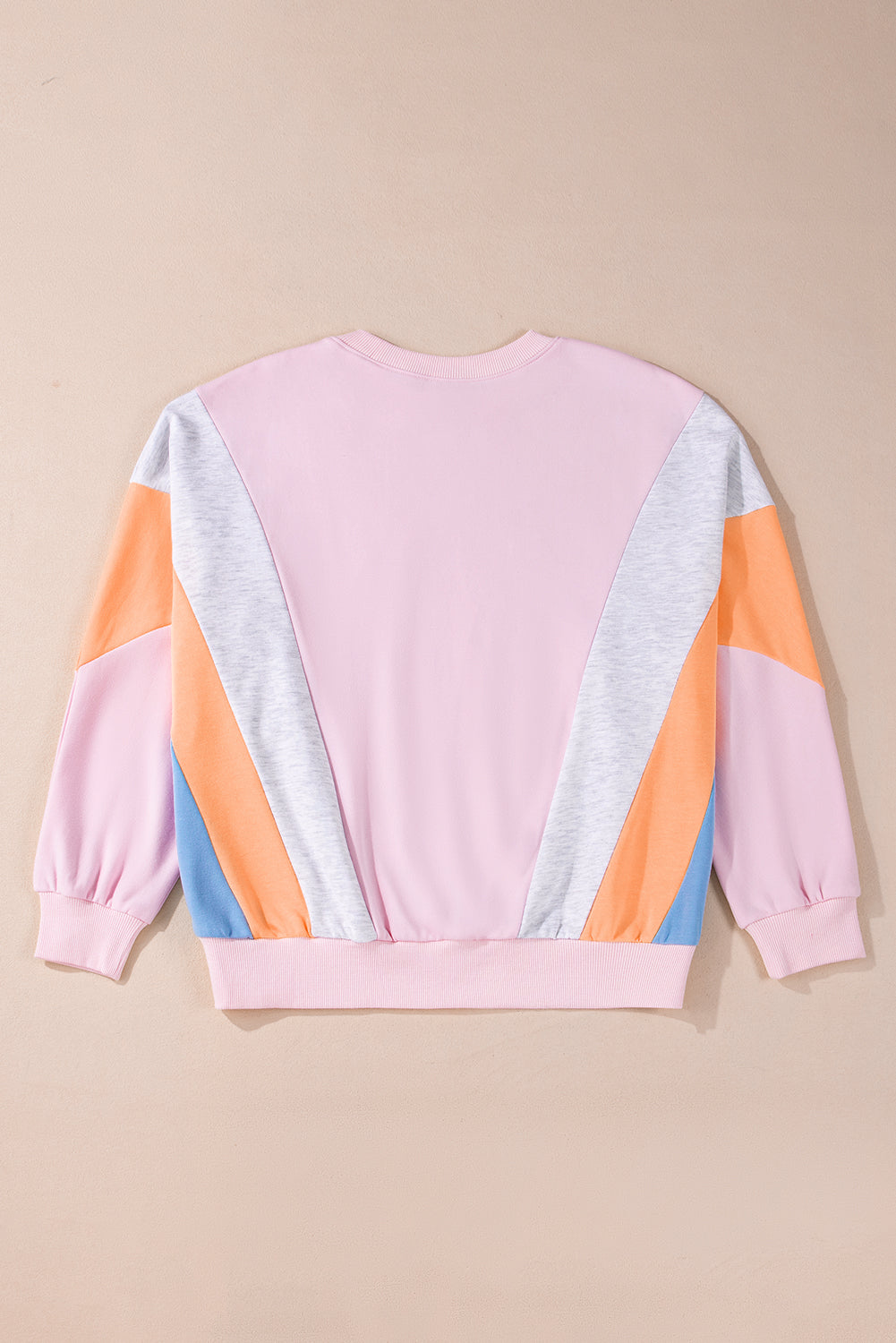 Colour Block Batwing Sleeve Loose Fit Sweatshirt | Light Pink