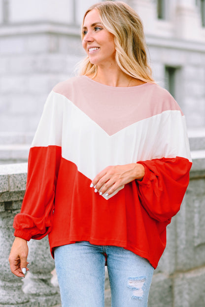 Oversized Chevron Knit Top | Orange