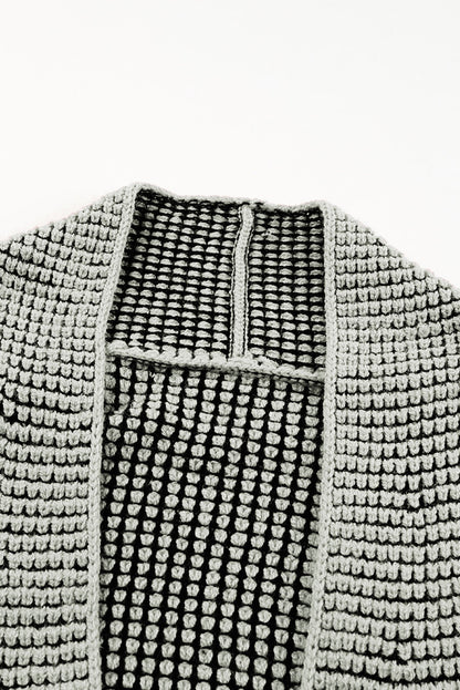 Textured Knit Pocketed Duster Cardigan | Gray