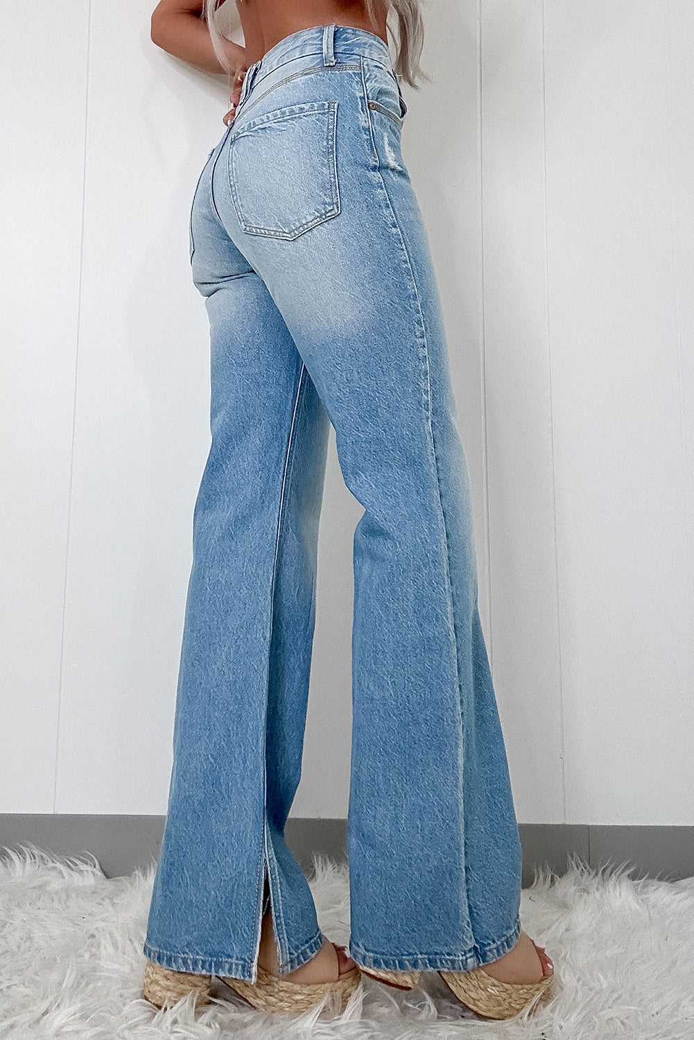 High Rise Shift Slit Leg Straight Jeans | Myosotis