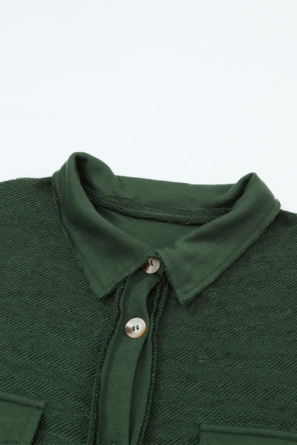 Contrast Flap Pockets Relaxed Shacket | Green