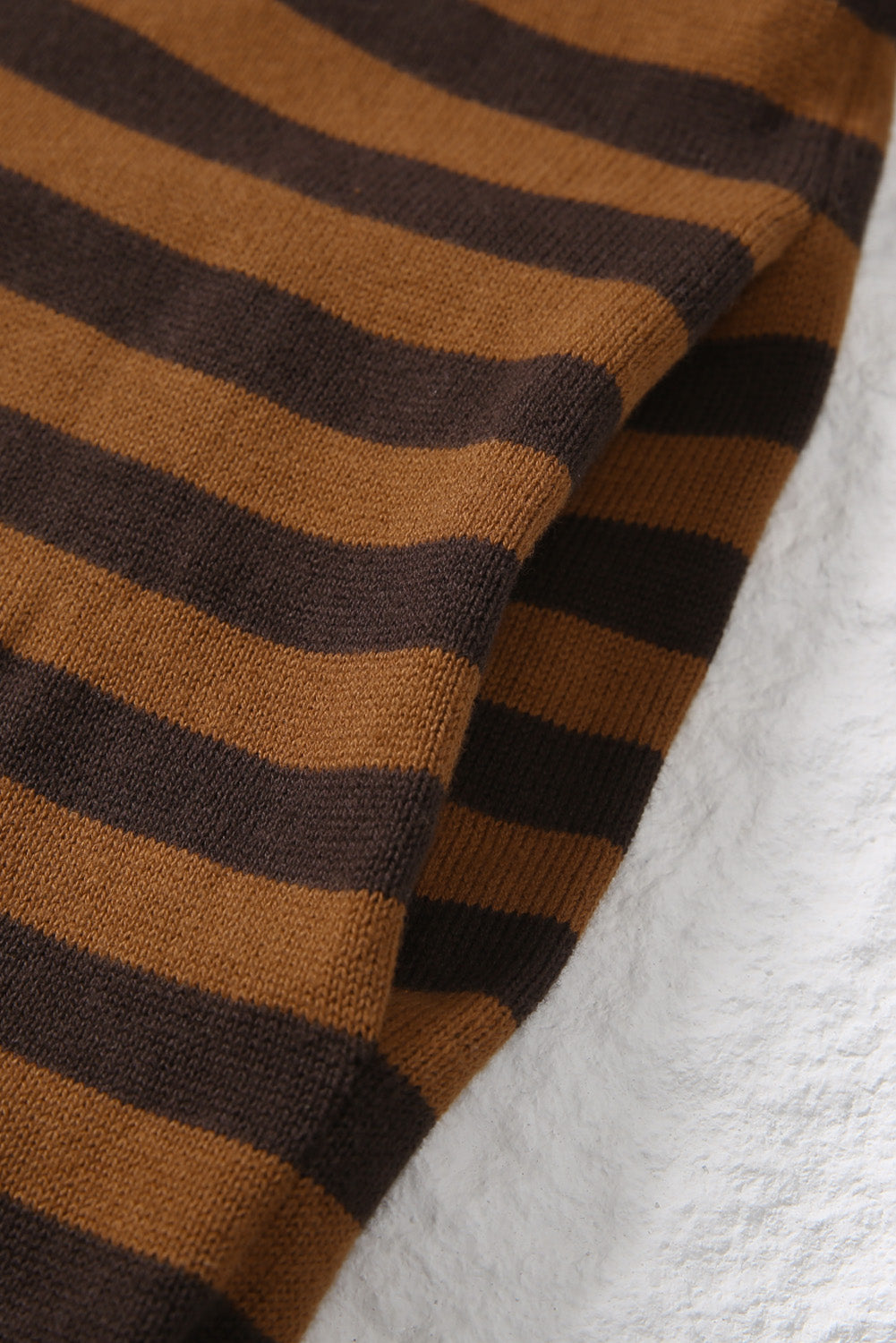 Striped Knit Quarter Zip Hoodie | Brown