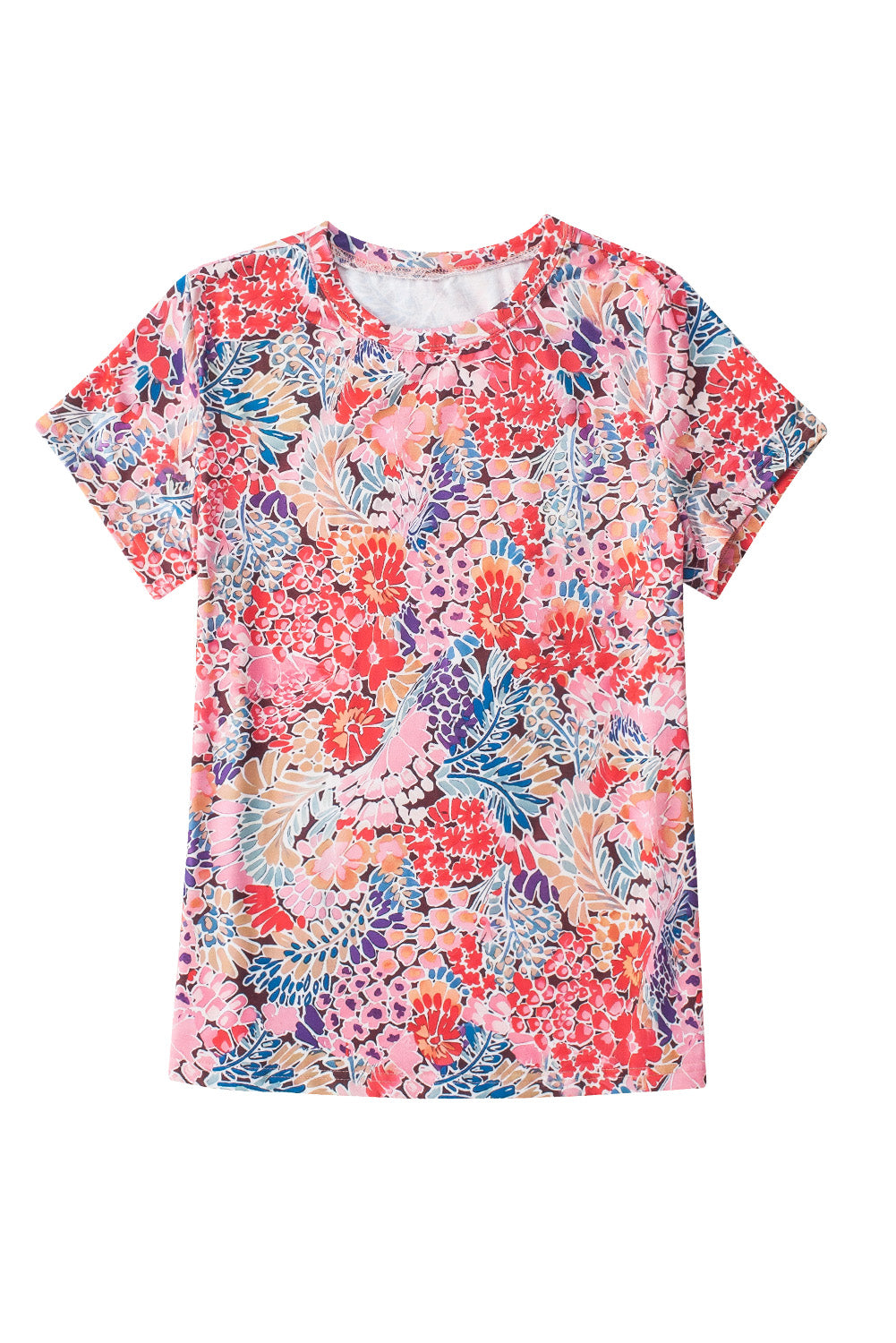 Fiery  Short Sleeve Slim Fit Floral T Shirt | Red