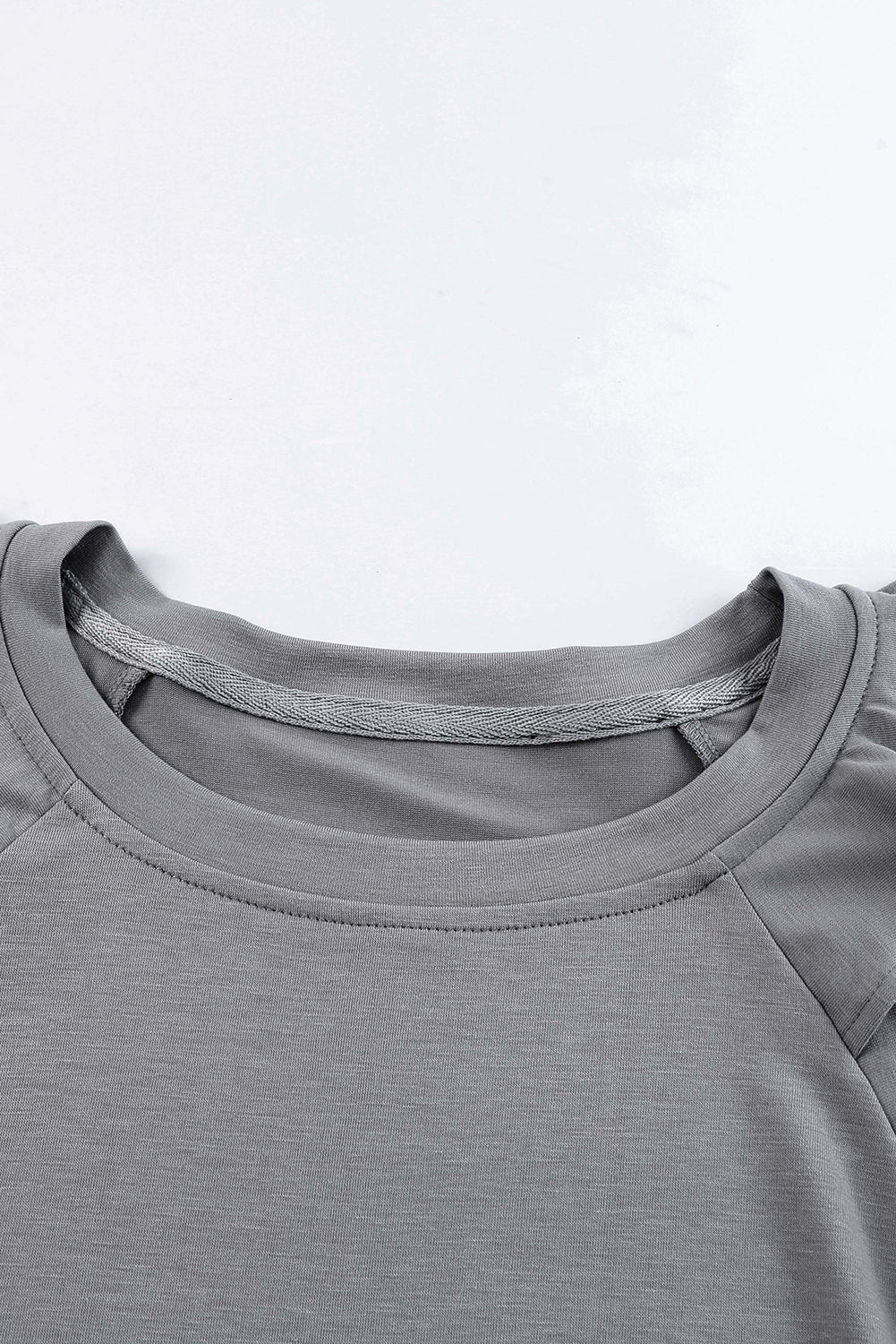 Plain Tiered Ruffled Short Sleeve T Shirt | Gray