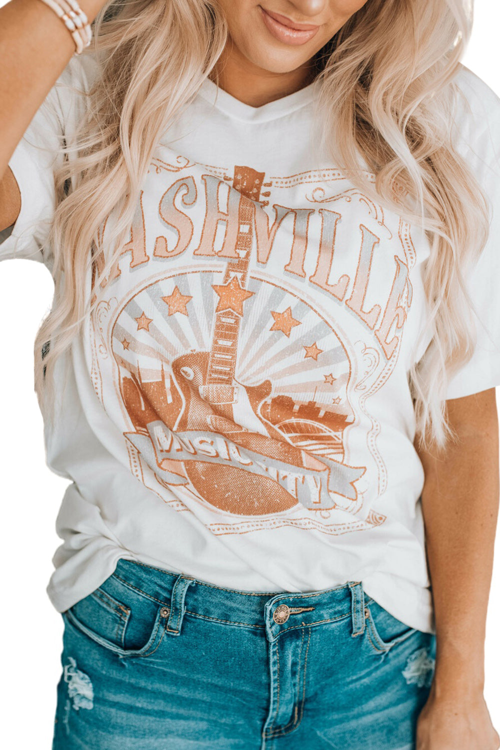 Music City Nashville Graphic T Shirt | White