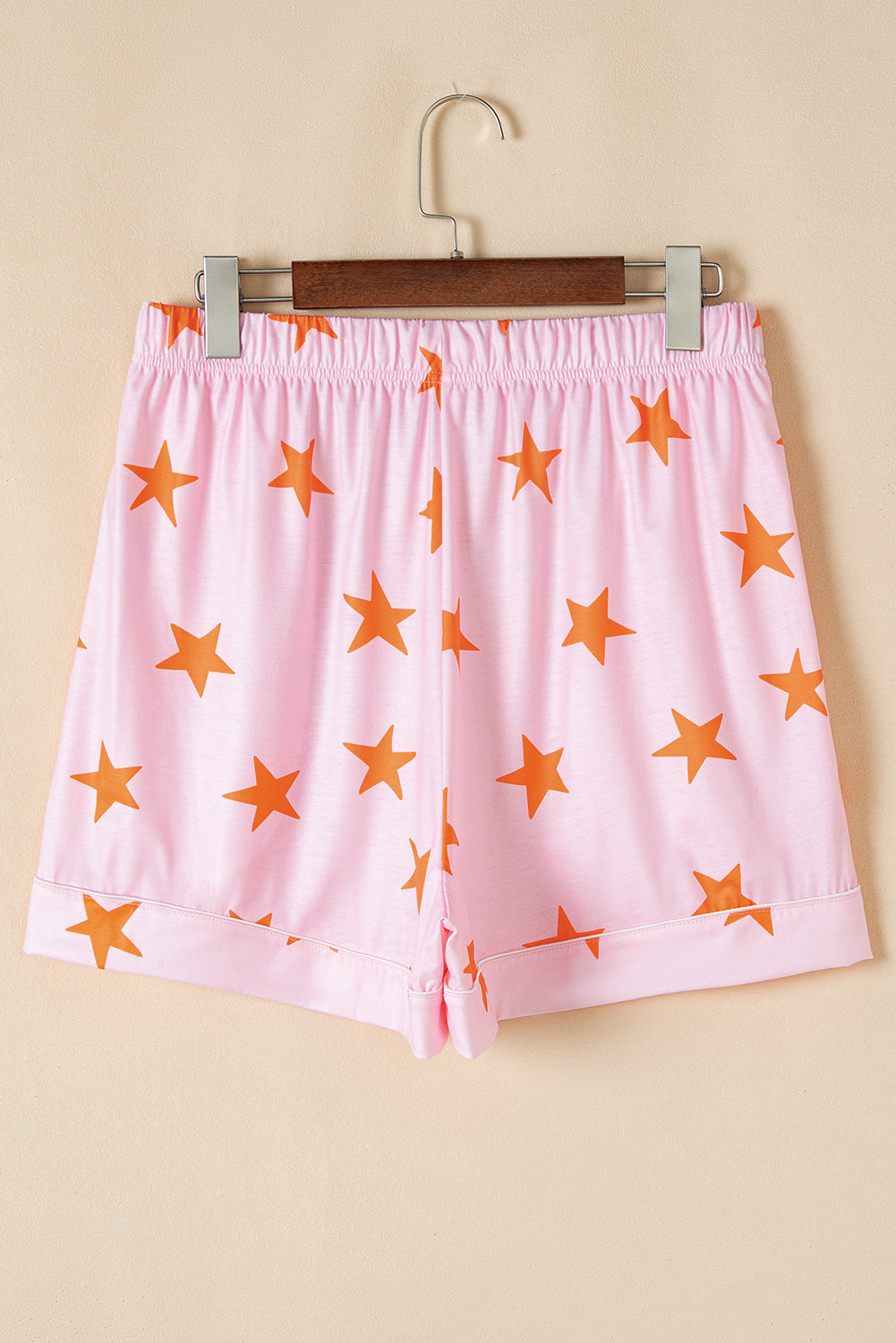 Stars Short Sleeve Shirt And Shorts Bamboo Pajama Set | Pink