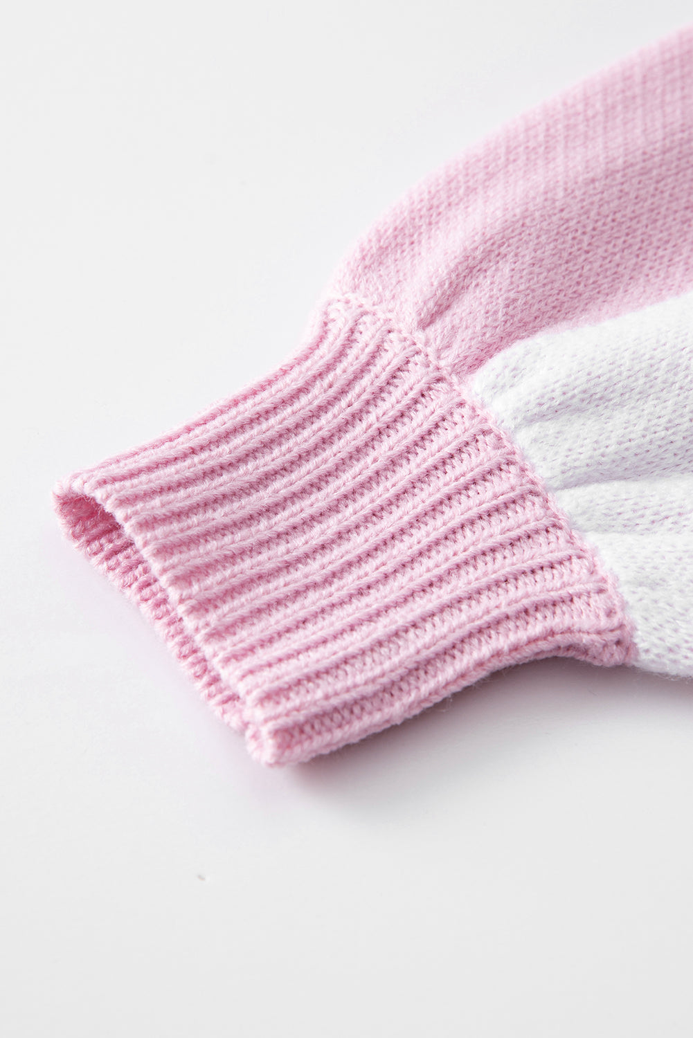 Checkered Bishop Sleeve Sweater | Pink