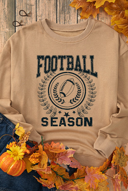 Rugby Football Season Graphic Game Day Sweatshirt | Khaki