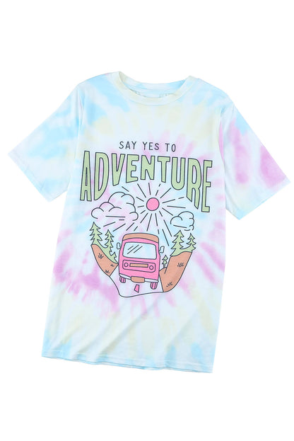 Say Yes To Adventure Tie-Dye Print Tee | White