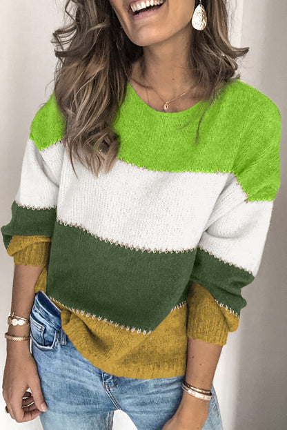 Pullover Colourblock Winter Sweater | Green