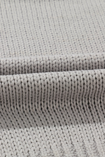 Chunky Knit Turtle Neck Drop Shoulder Sweater | Light Grey