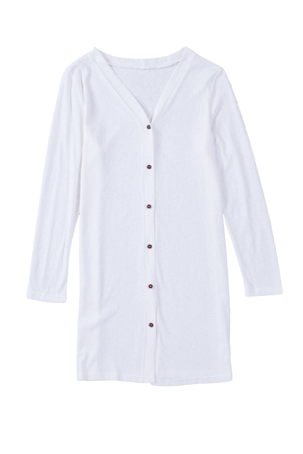 Solid Colour Open-Front Buttons Cardigan | White