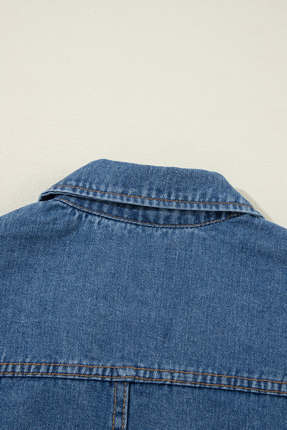 Side Pockets Lapel Collar Denim Jacket | Sail Blue