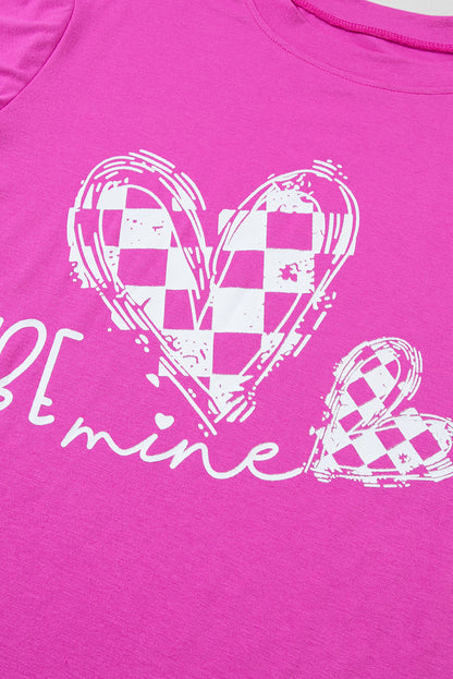 Be Mine Print Tee And Pants Lounge Set | Bright Pink