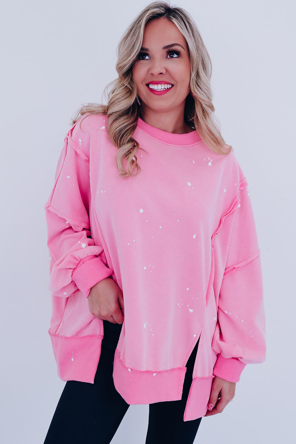 Splash Spots Exposed Seam Baggy Sweatshirt | Bonbon