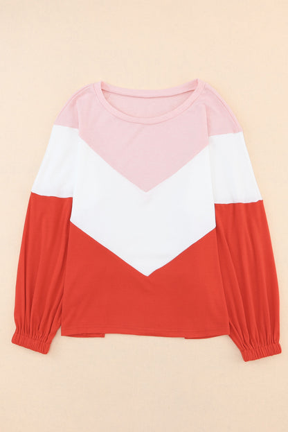 Oversized Chevron Knit Top | Orange