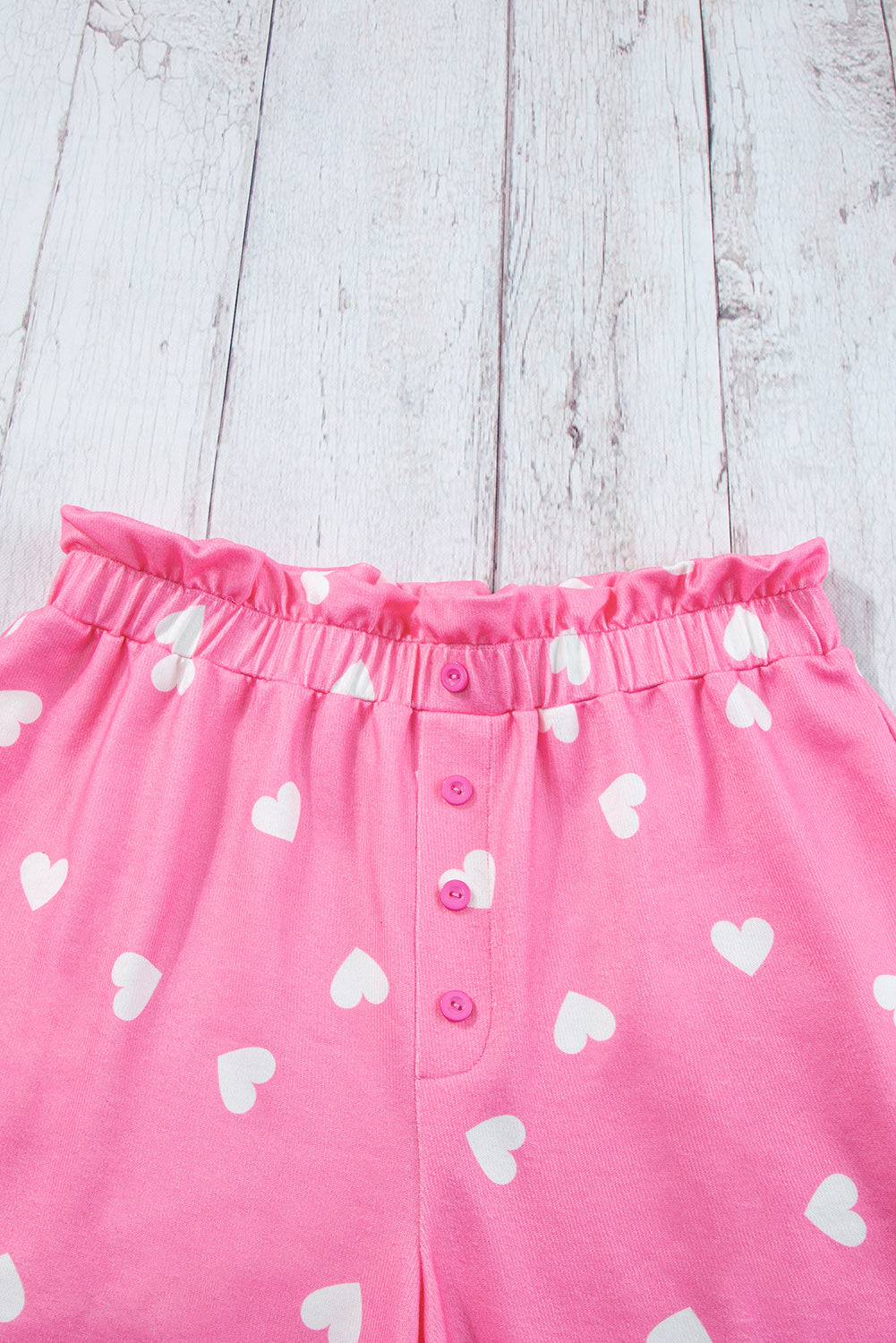 Valentine Heart Print Long Sleeve Tee And Shorts Lounge Set | Pink