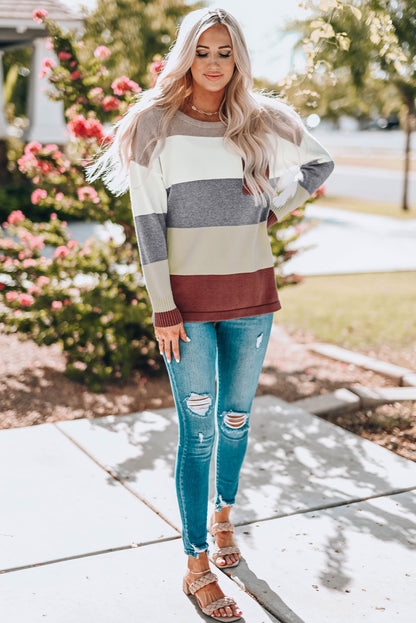 Colourblock Pocketed Sweater | Purple