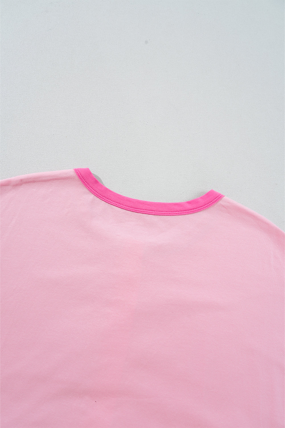 Two Tone Half Buttons Collared T Shirt | Pink