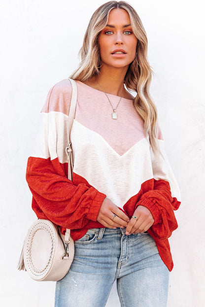 Oversized Chevron Knit Top | Orange