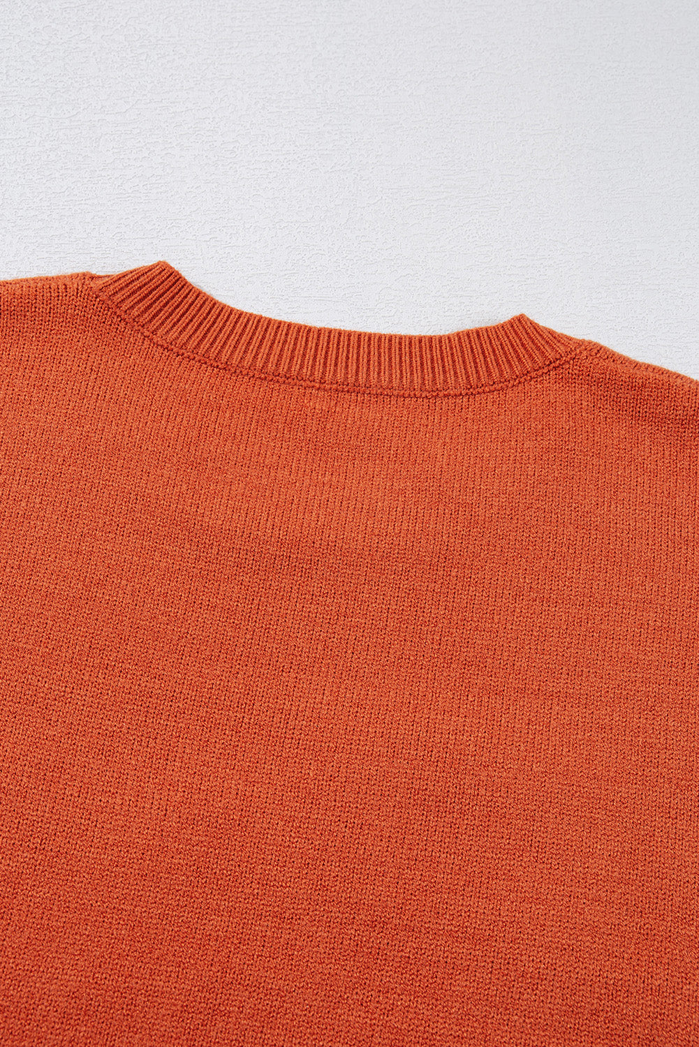 Boo Knitted Pattern Ribbed Edge Drop Shoulder Sweater | Orange