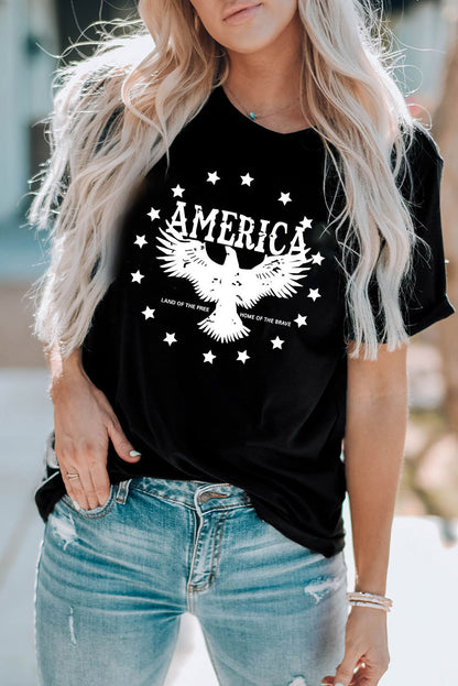 America Eagle Star Graphic T Shirt | Black