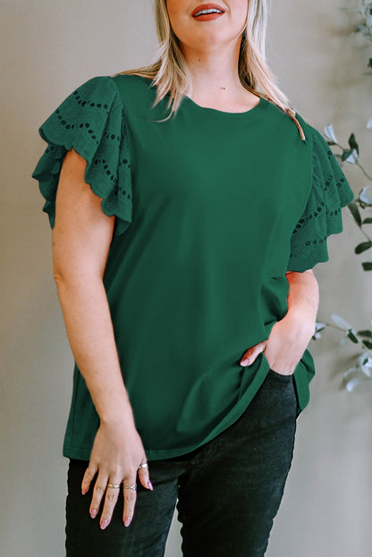 Plus Size Flutter Sleeve Top | Green