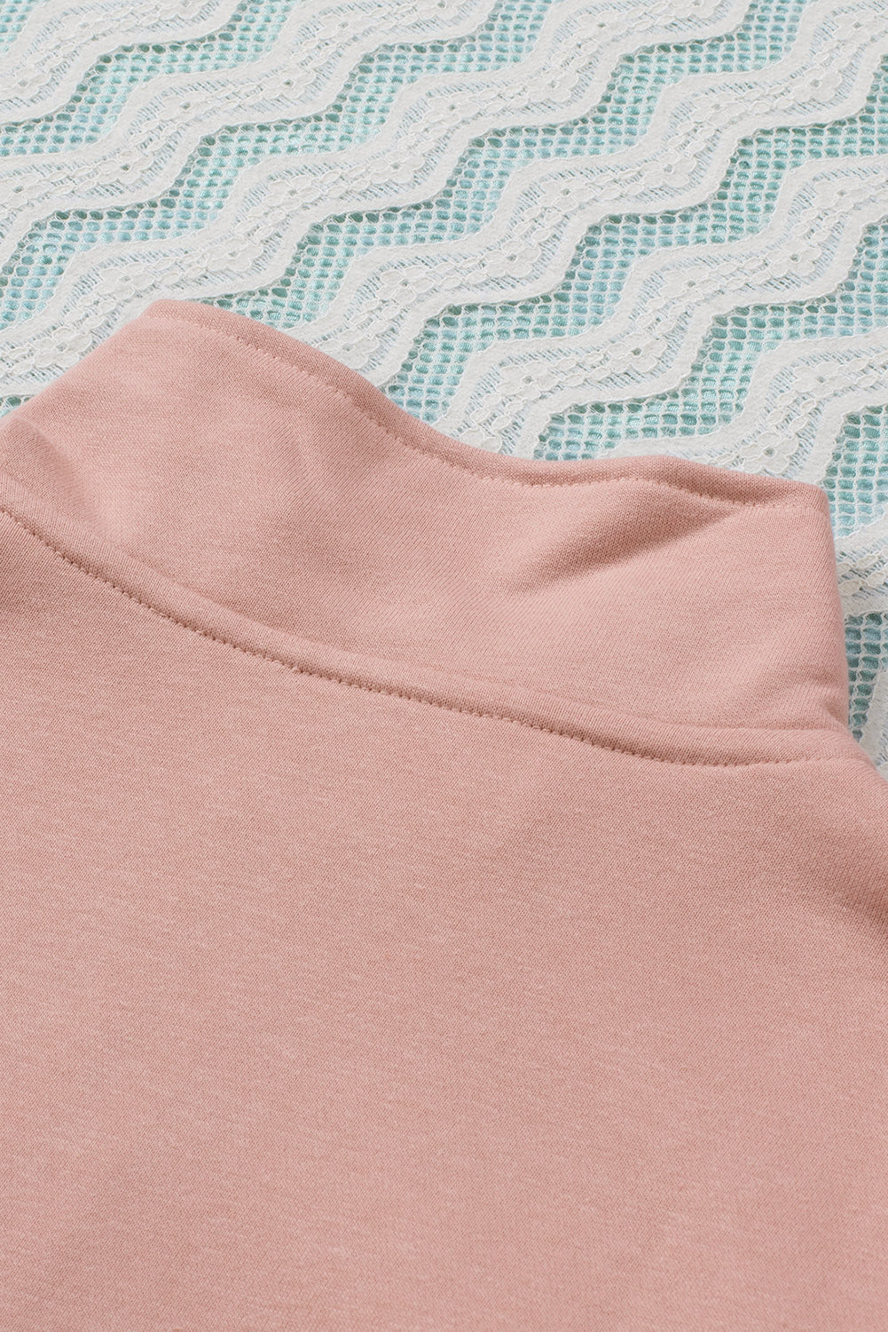 Colour Block Patch Bicep Quarter Zip Sweatshirt | Pink