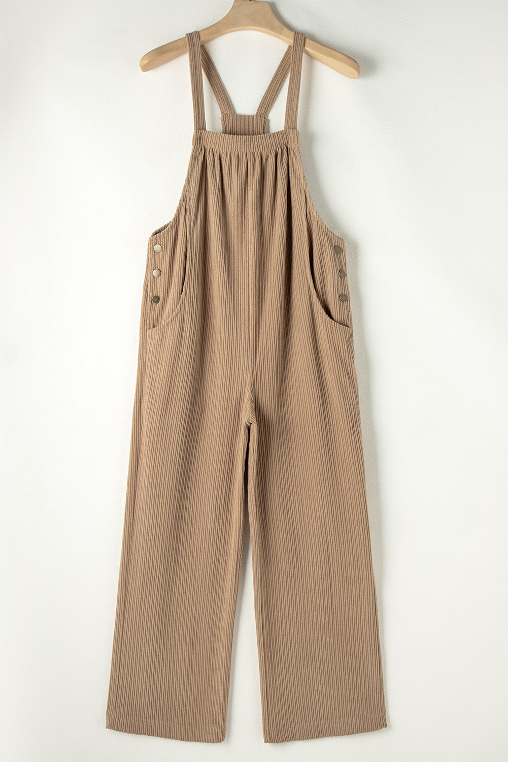 Solid Pocketed Loose Fit Corduroy Overall | Gray Morn