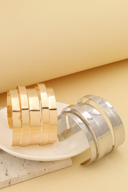 Minimalist Multi Layered Opening Alloy Bangle | Gold