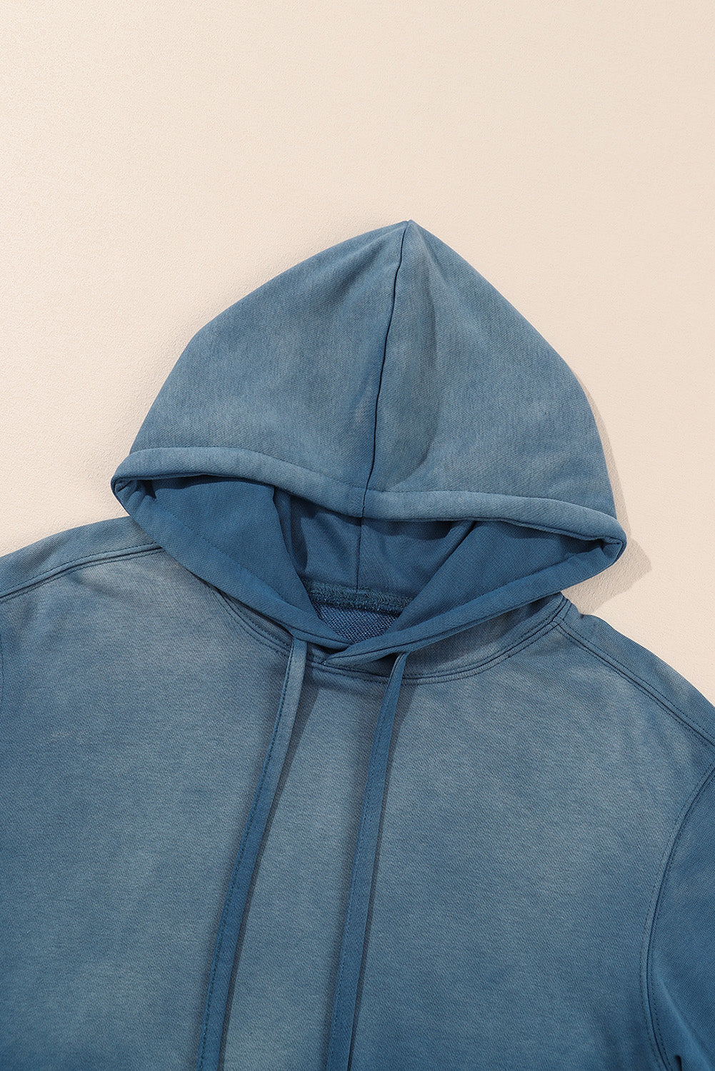 Solid Kangaroo Pocket Drawstring Hoodie | Blue