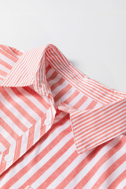 Buttoned Long Sleeve Casual Shirt | Pink Stripe