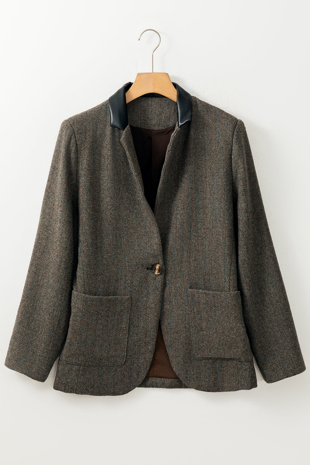 Twilled Single Breasted Lapel Blazer Coat | Desert Palm