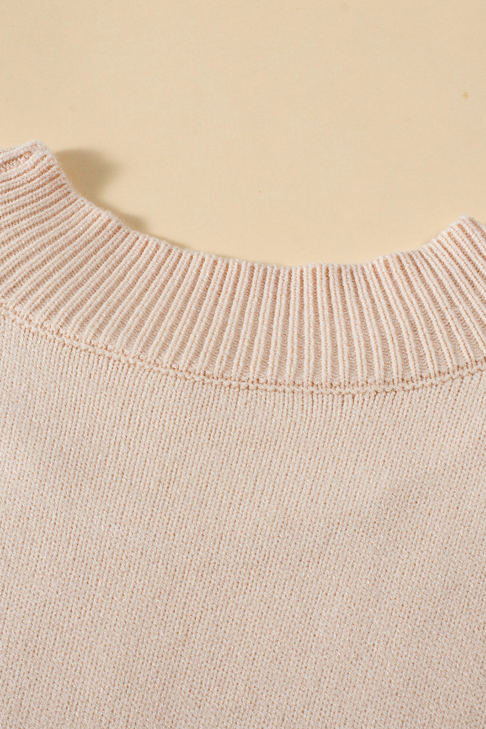 Plus Cable Knit Short Ruffled Sleeve Mock Neck Sweater | Oatmeal