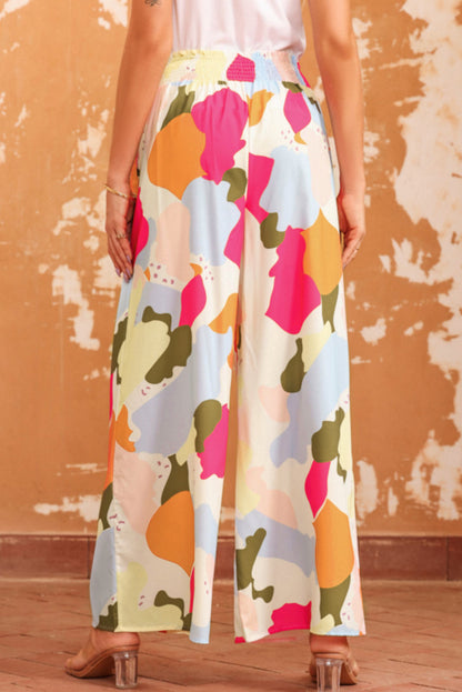 Colour Palette Print Flowy Wide Leg Pants | Multicolour