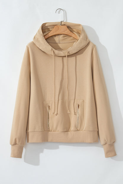 Zipped Pocket Cozy Drawstring Hoodie | Parchment