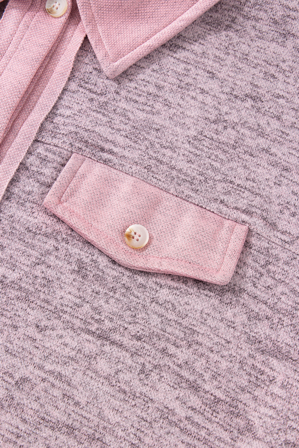 Contrast Trim Collared Casual Shacket | Pink